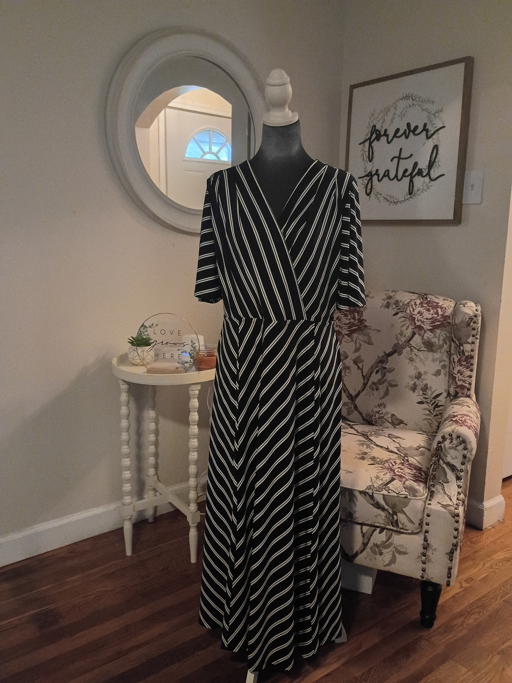 Lane Bryant Black and White Striped Wrap-Style Maxi Dress Sz. 14/16 Size 14 16